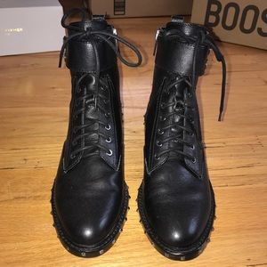 Vince Camuto black studded leather boots